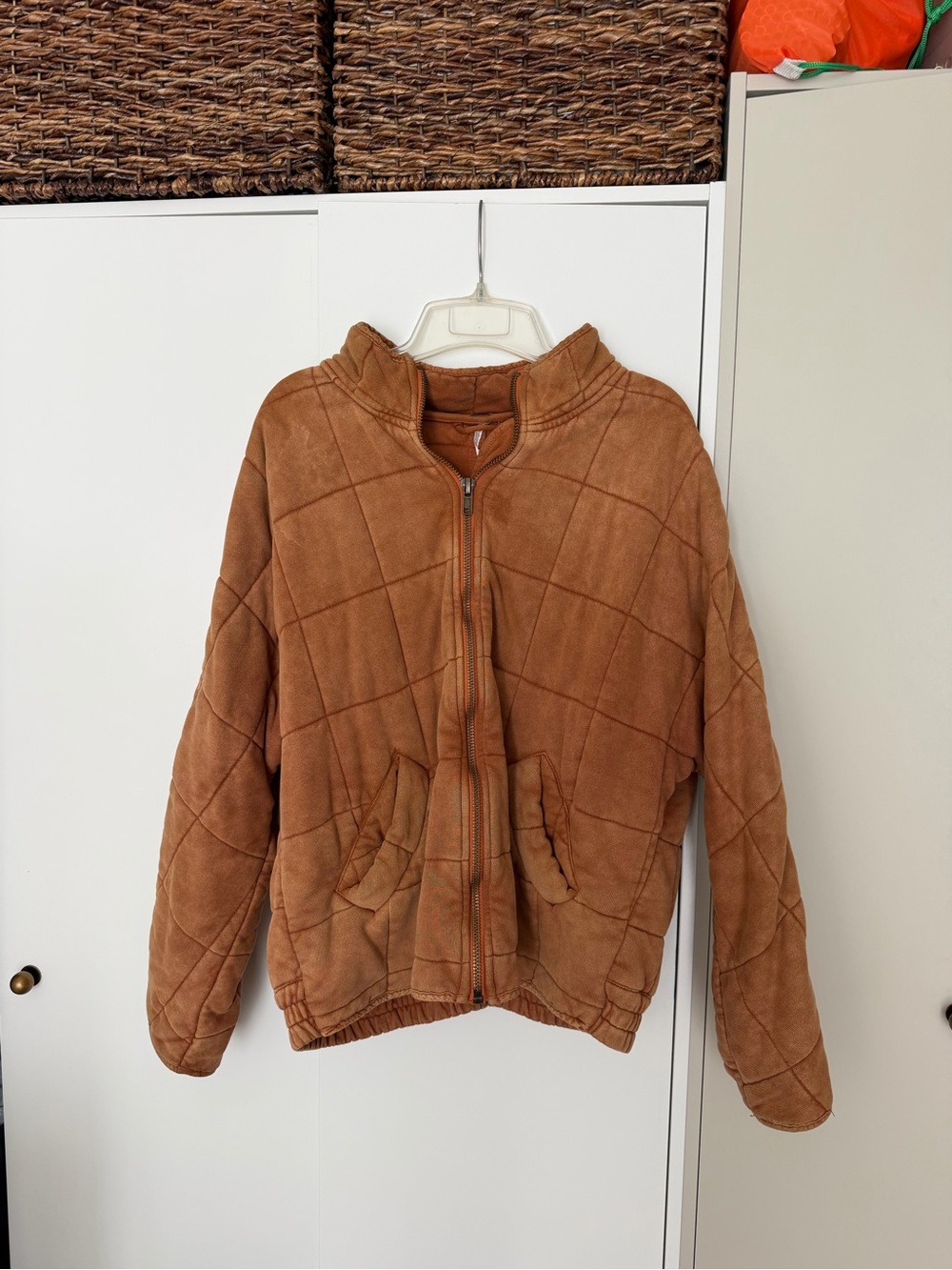 Free People Quilted Jacket in Rust